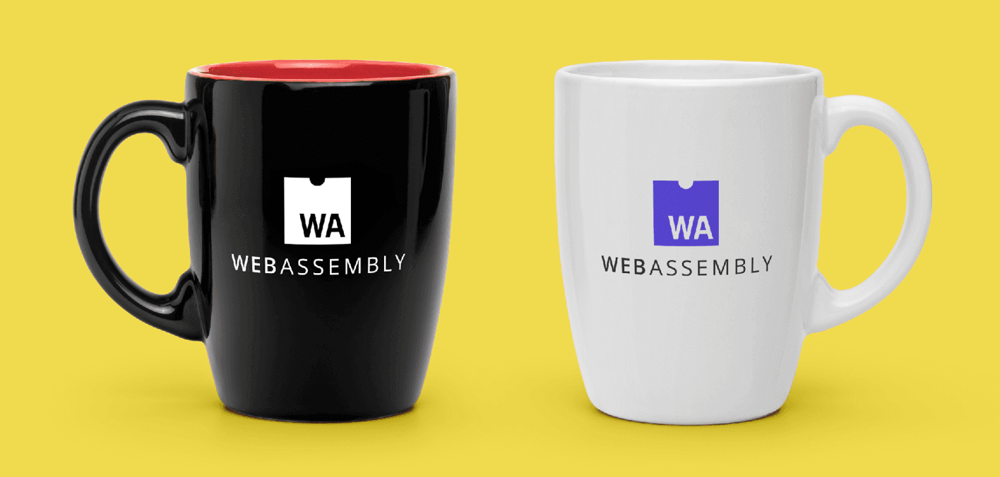 Two cups with the WebAssembly logo