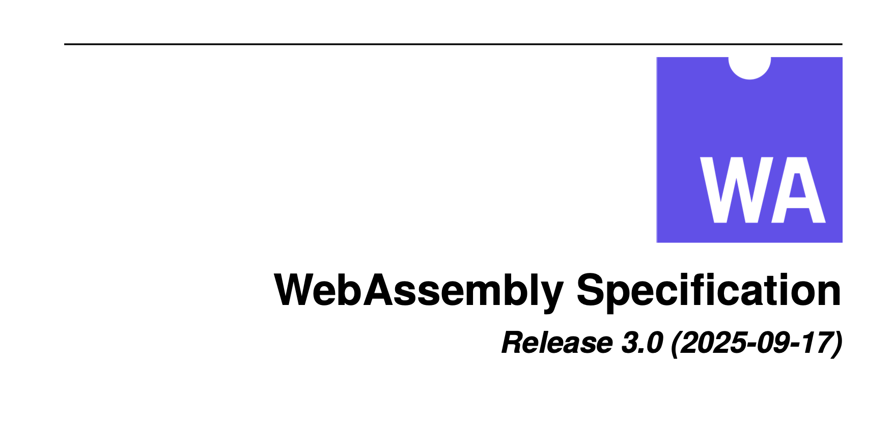 Title page of the WebAssembly Specification, Release 3.0, 2025-09-17